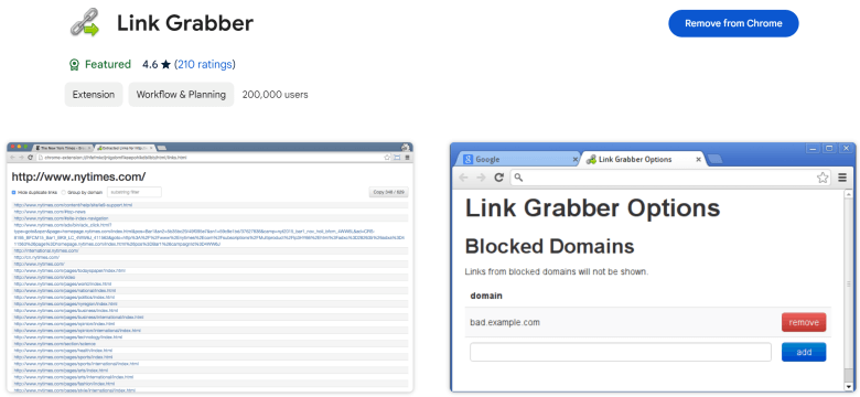 Link Grabber - 批量提取网页页面中的链接